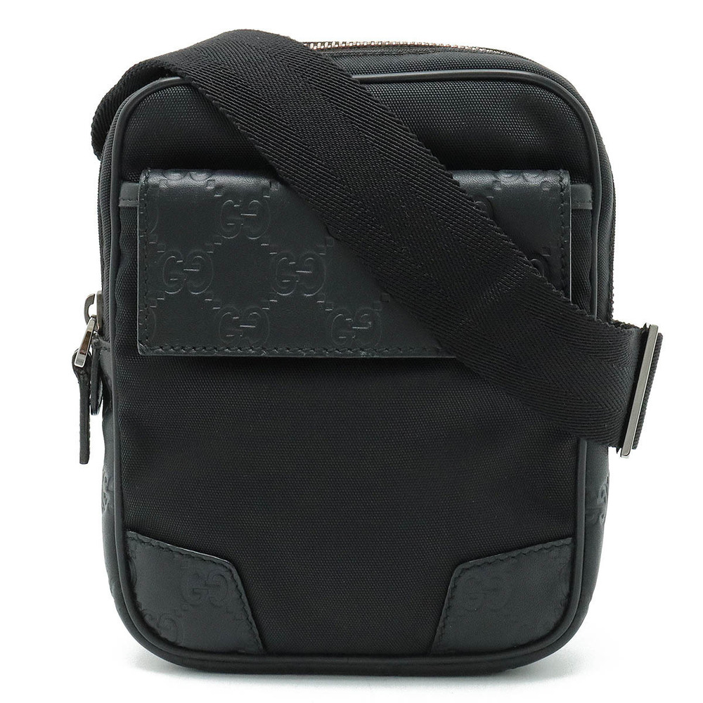 Gucci Guccissima Waist Bag Pouch Clutch Body Hip Canvas Leather Black